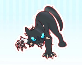 Adesivo Scourge Warrior Cats: Arte de Gato Preto de Smoking (64 mm x 54 mm)