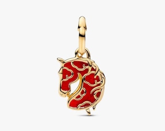 Charm colgante de cristal de Murano con forma de caballo de fuego rojo