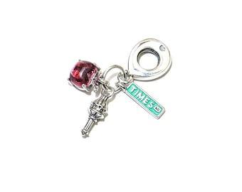 925 Ale York Apple Torch And Road Sign Charm colgante
