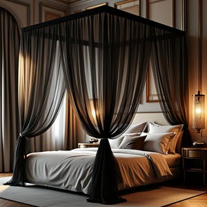 Black Bed Canopy | Bed Canopy Curtains | Luxury Victorian Curtain | Gothic Home Decor