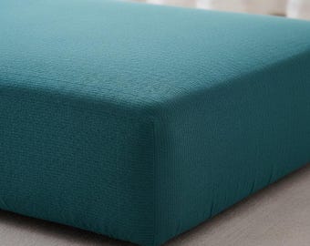 Teal Leather Seat Cushion Slipcover Custom Bench Cushion Sofa Cover Ottoman Window Seat Body Pillow Cover Bolster Pillow Custom
