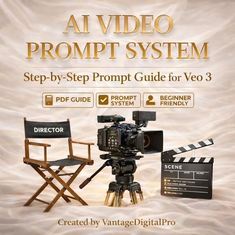 AI Video Prompt Guide for Beginners | Cinematic JSON Prompt System | ChatGPT Video Creation Framework | Veo 3 - Compatible PDF image 1