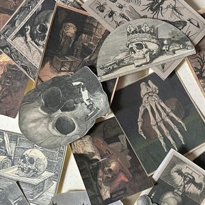 Dark Vintage Art Sticker Set - Real Book Illustrations & Paintings | for Junk Journaling, Scrapbooking, and Collages