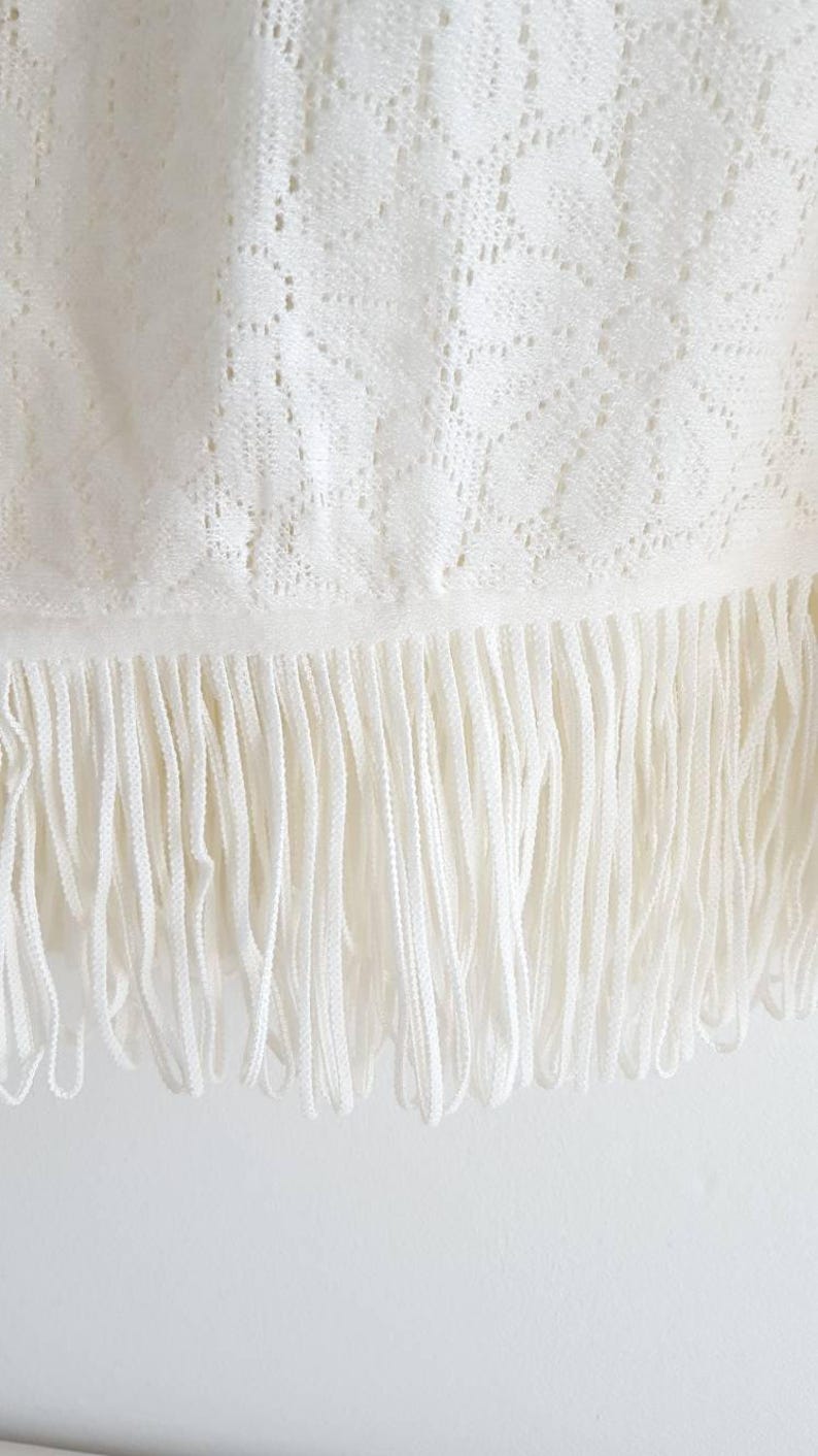 Vintage Women/'s Cape Shawl Flower Lace Caplet with Fringe