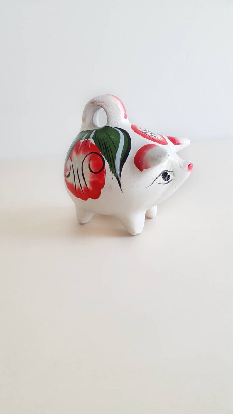 Vintage Scandinavia Piggy Bank Folk Painted Pig Decor Etsy