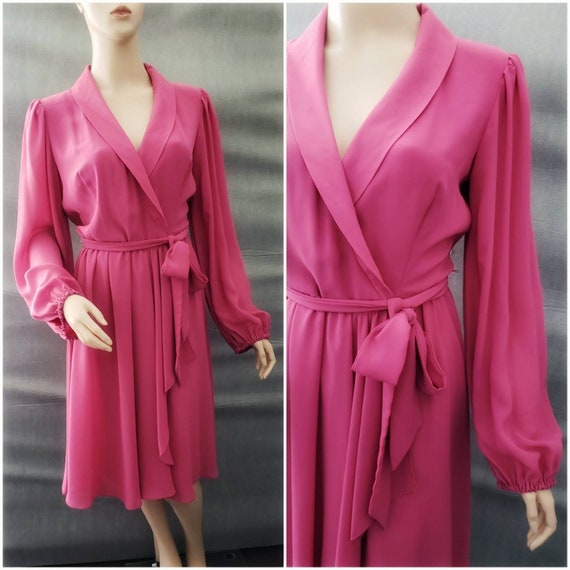pink chiffon wrap dress