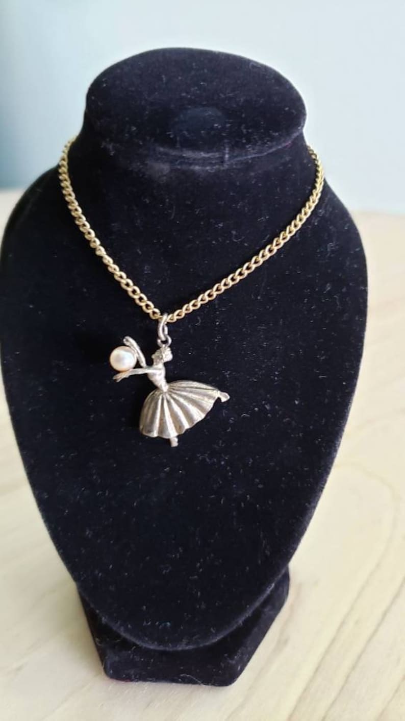 Little Girl Ballerina Necklace Ballet Dancer Necklace Vintage Etsy