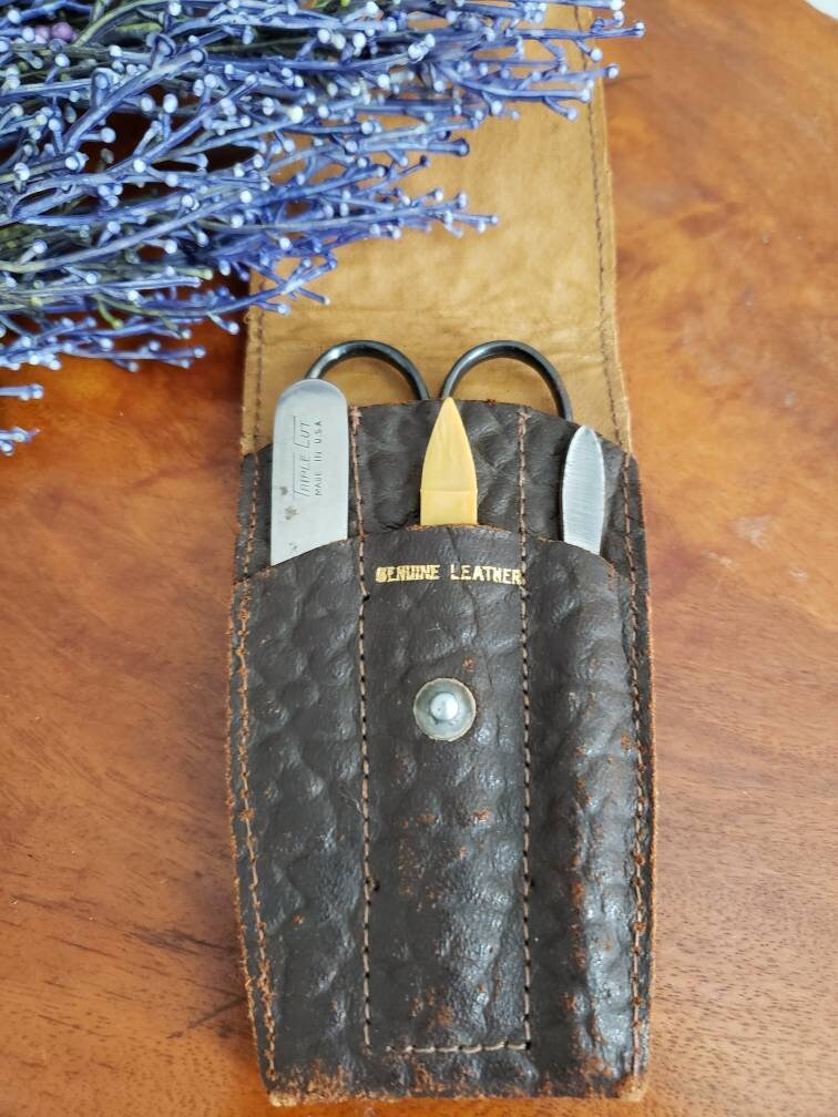 Vintage Nail Care and Grooming Set Manicure Set Leather Pouch | Etsy