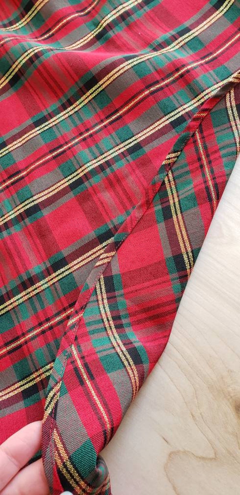 Vintage Plaid Tablecloth Red Green and Gold Christmas Table | Etsy