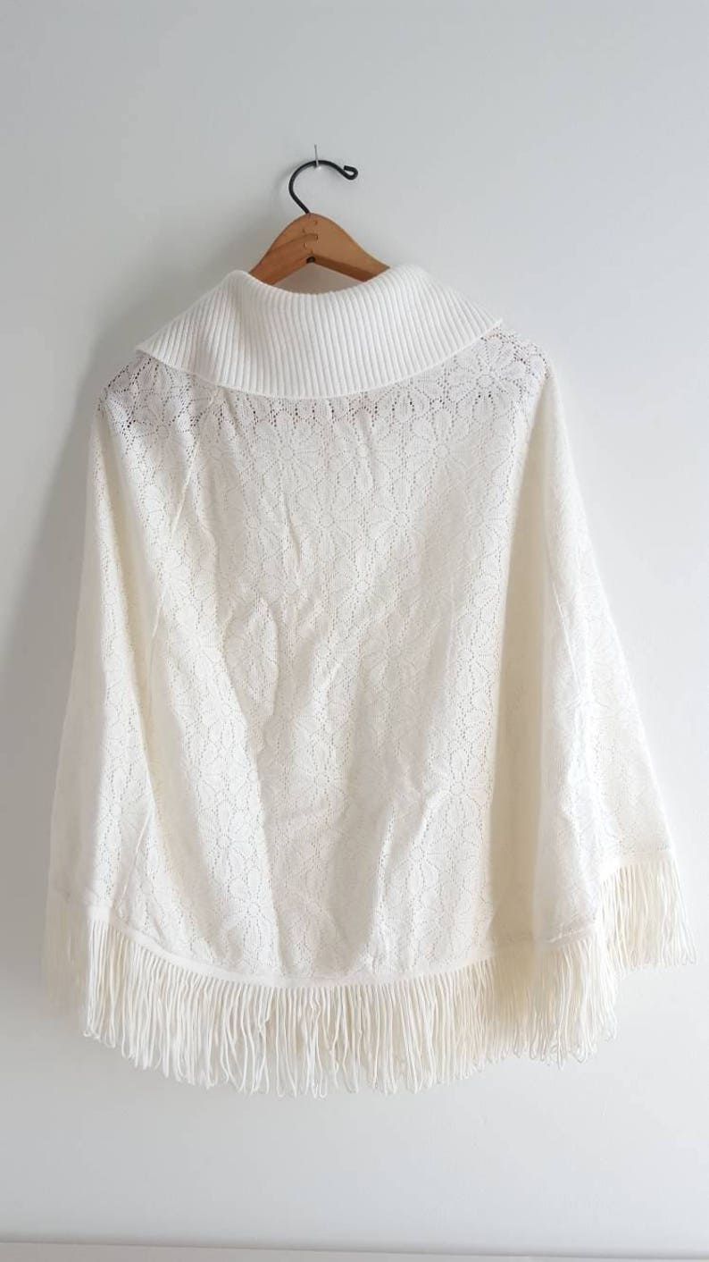 Vintage Women/'s Cape Shawl Flower Lace Caplet with Fringe
