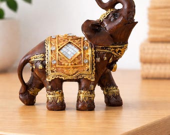 Handmade Resin Elephant Figurine, Cute Elephant Statue, Animal Sculpture, Tabletop Office Home Decor Gift
