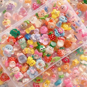 60pcs Cute Resin Flatback Embellishments Set, Mixed Kawaii Cabochons for Scrapbooking, DIY Crafts, Phone Case Decor, Nail Art,Craft Supplies