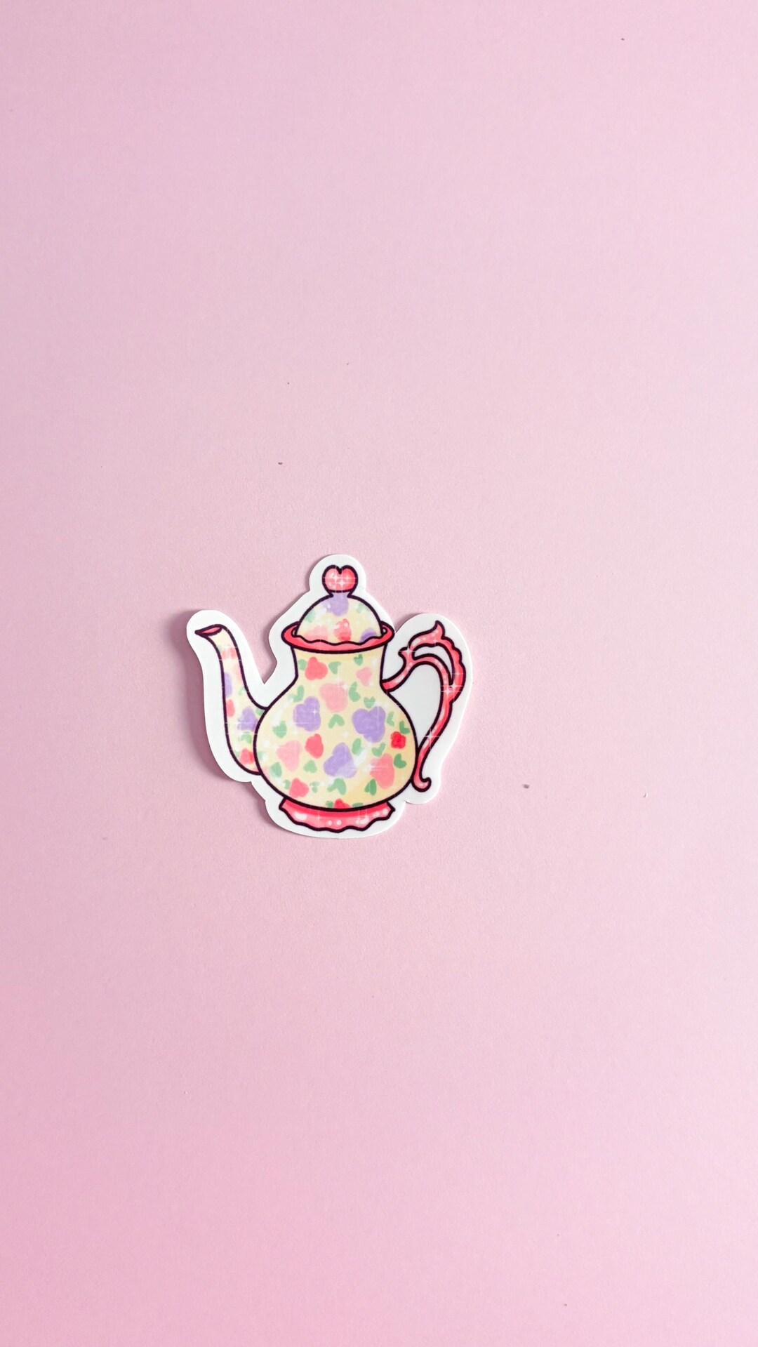 Teapot Sticker Pastel Floral Teapot Sticker, Spring Tea Party Vinyl Decal - Etsy