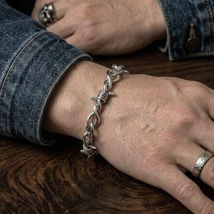 Silvertaggtrådsarmband, gotiska punk Y2K-smycken, unisex edgy choker
