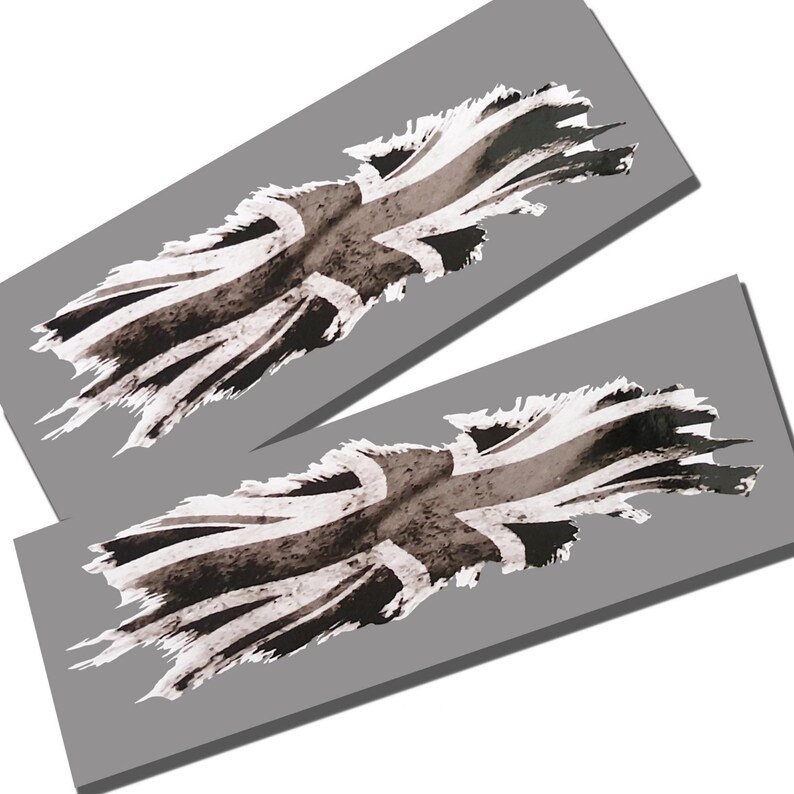 Union Flag Torn Effect Grey Graphics Decals Stickers 148mm X 2 - Etsy
