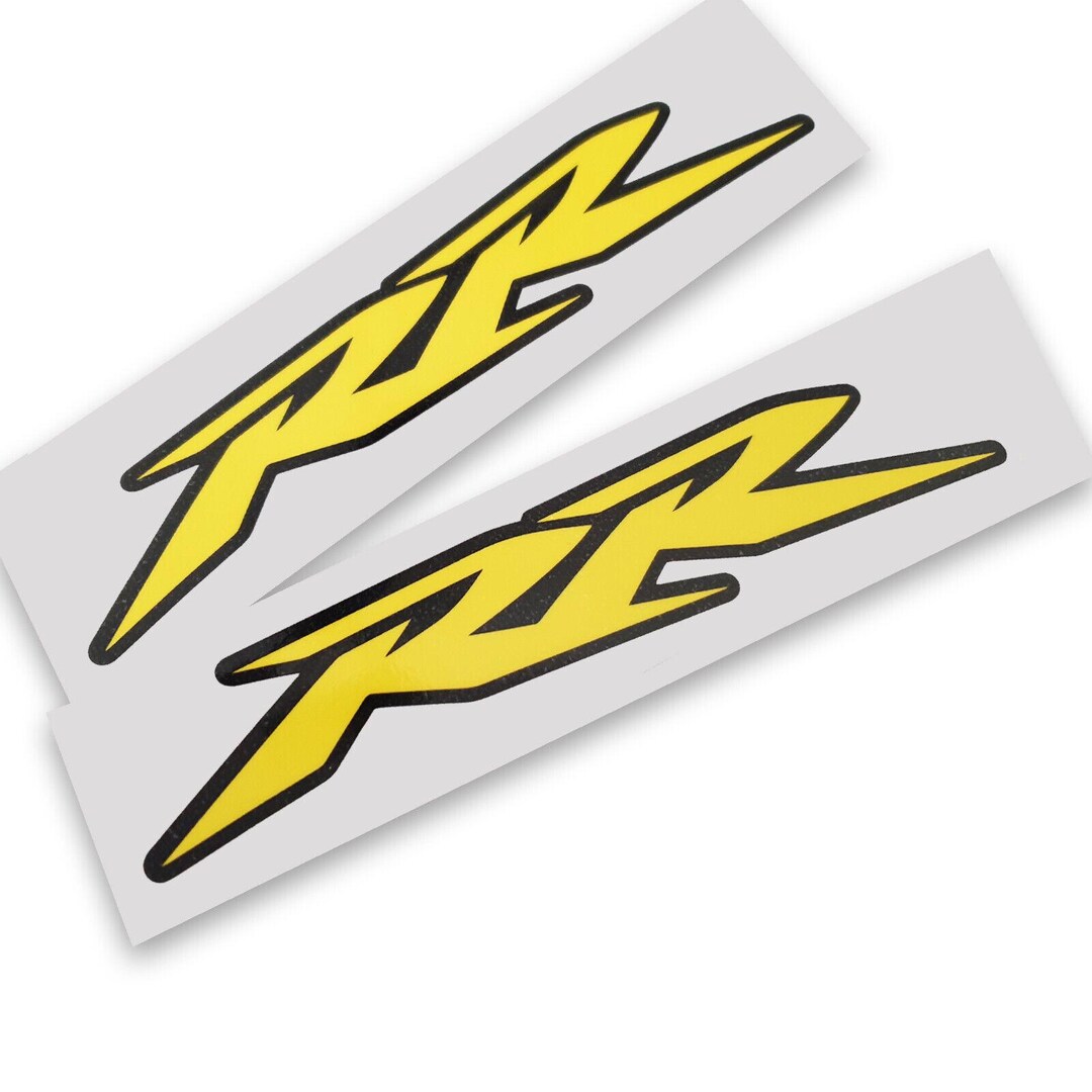 Yellow R Sticker RR Motorcycle Graphic Black and Yellow Colour Decals Stickers X 2 150m ...