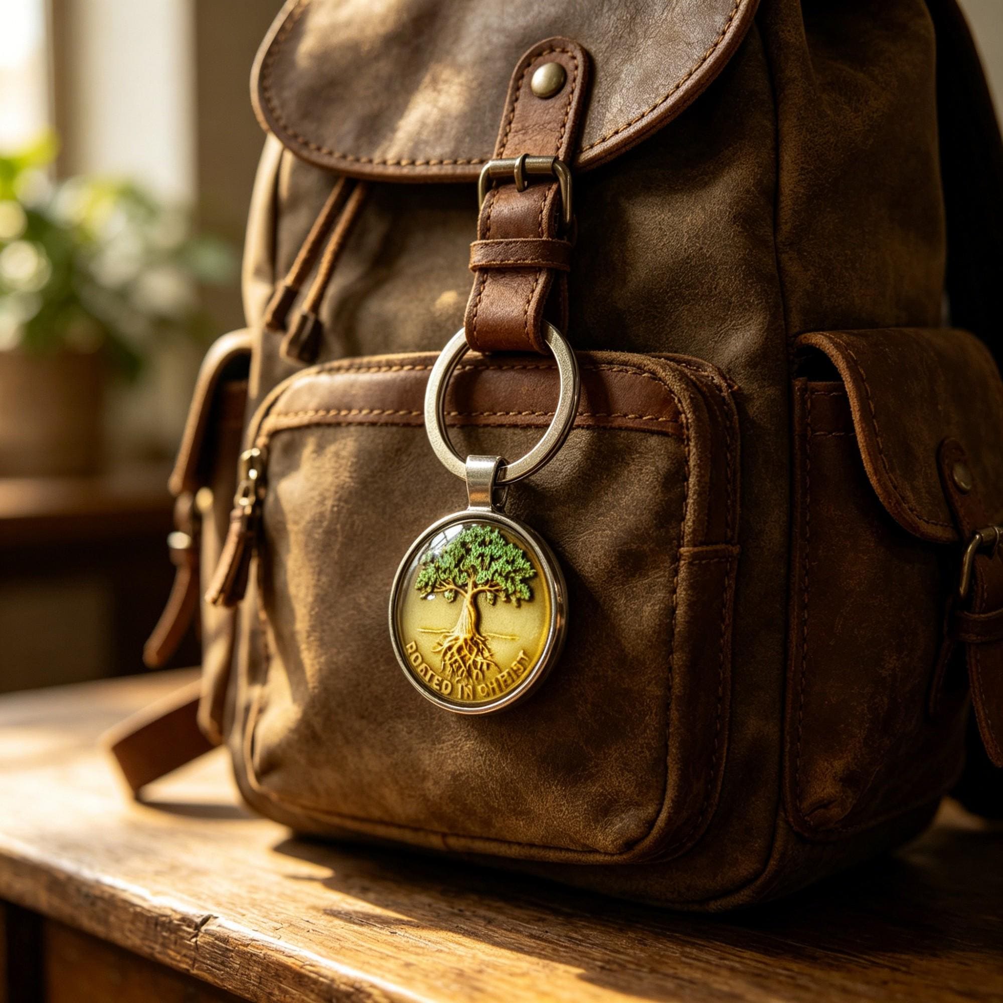 Vintage Tree of Life Keychain Bronze Yggdrasil Backpack Charm, Celtic Family Keyring