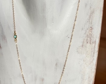 20" gold fill chain with dainty apatite bezel