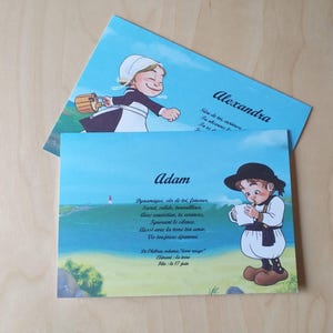 carte double Bretons, prénom personnalisé