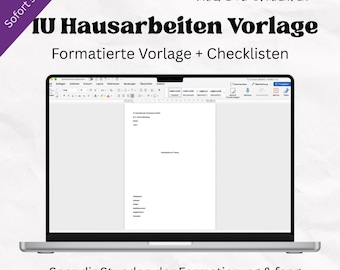 IU Hausarbeiten Vorlage – Formatierte Word-Vorlage nach IU-Standard + Checklisten für schriftliche Prüfungen (digitaler Download)