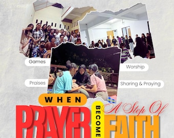 Prayer Becomes Faith Christian Flyer, Editable Canva Template, Church Event Poster, (Digital Download)