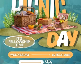 Christian Picnic Fellowship Flyer, Editable Canva Template, Church Gathering Invitation, Digital Download