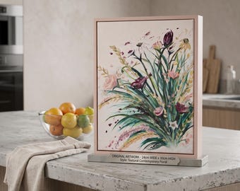 Original Wildflower Meadow Acrylic Painting- Framed Canvas Art