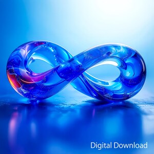 Arte abstracto de cristal infinito para pared, imprimible, escultura de bucle de cristal azul, decoración de pared minimalista moderna, descarga digital.