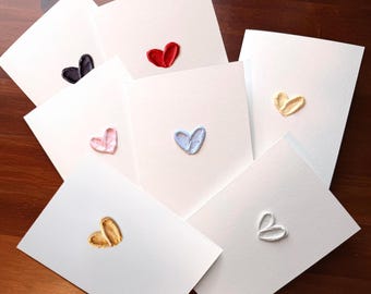 Tarjeta de felicitación con forma de corazón en 3D / Acrílico pintado a mano / Regalo de cumpleaños, San Valentín o aniversario / Tamaño A6 con sobre Kraft
