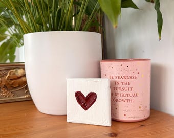Mini cuadro Corazón Rojo / Arte mural acrílico original hecho a mano / Regalo de aniversario / Colección 'Con Amor'