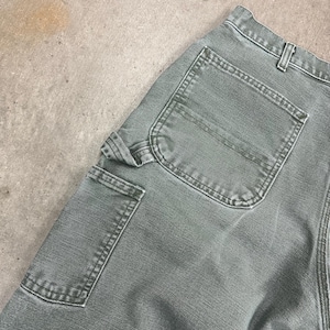 Vintage Carhartt Faded Moss Green Dungaree Carpenter Canvas Pants image 8