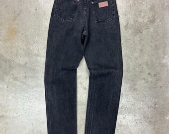 Vaqueros Wrangler vintage de EE. UU., negros descoloridos, 30 x 36 pulgadas