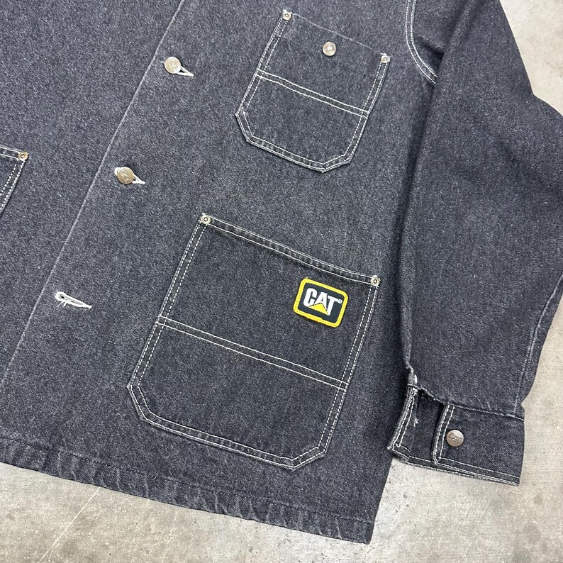 Vintage USA Cat / Caterpillar arbetskläder äkta svart jobbjacka bild 2
