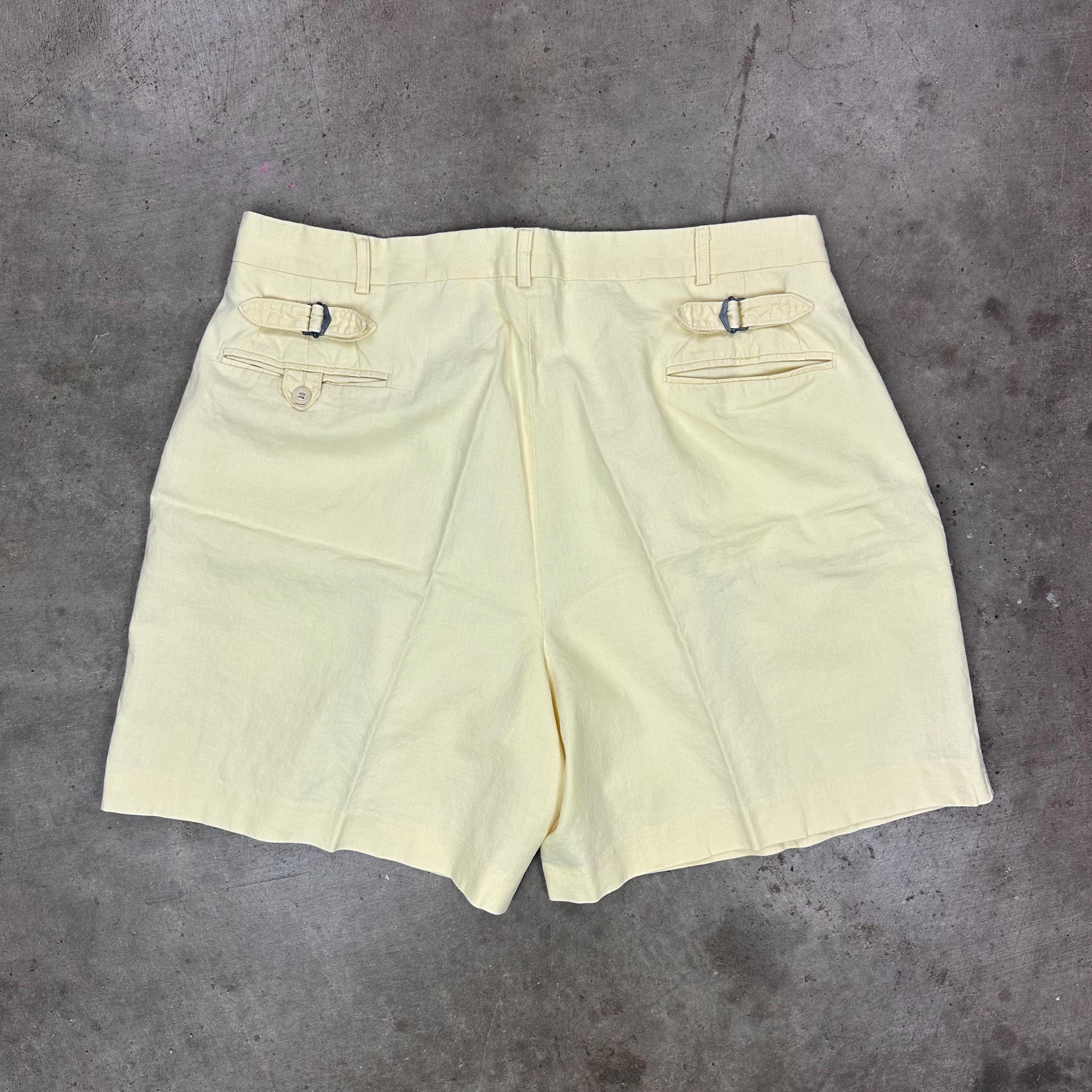 Vintage USA Polo Ralph Lauren Pale Yellow Cinch Waist Pleated