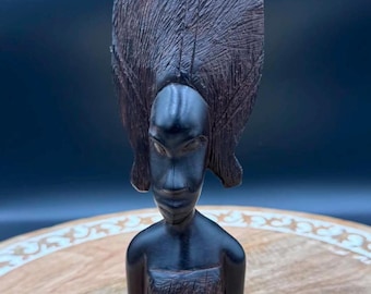 Vintage East African ebony wood hand carved female bust