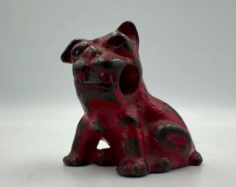 Vintage 1933 Chicago World's Fair Red Cast Iron Bulldog Pencil Holder