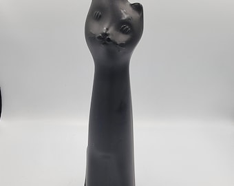 Empty 2021 Rheinhessen Riesling Black Happy Cat figural glass bottle