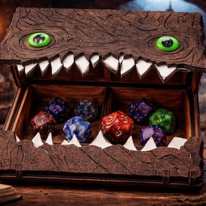 DnD Dice Book Box, RPG Dice Storage Book, Fantasy Dice Box, Dungeon Master Gift, Wooden Dice Case, Tabletop RPG Accessory