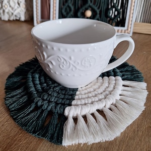 Boho ronde onderzetters voor kopjes en glazen, handgeweven rustieke tafelonderzetters, geweven tafeldecoraties