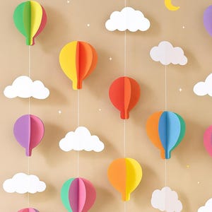Wisząca dekoracja w kształcie balonu na ogrzane powietrze 3D: Kolorowa ozdoba papierowa na baby shower, do pokoju dziecięcego i na urodziny