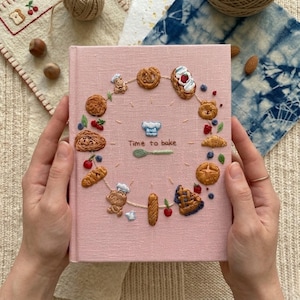 Cuaderno de recetas personalizado, cuaderno bordado a mano con mis recetas, cuaderno con tapa de tela hecho a mano, cuaderno A5 personalizado, cuaderno secreto