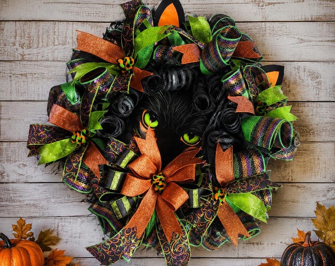 Featured listing image: Black Cat Wreath