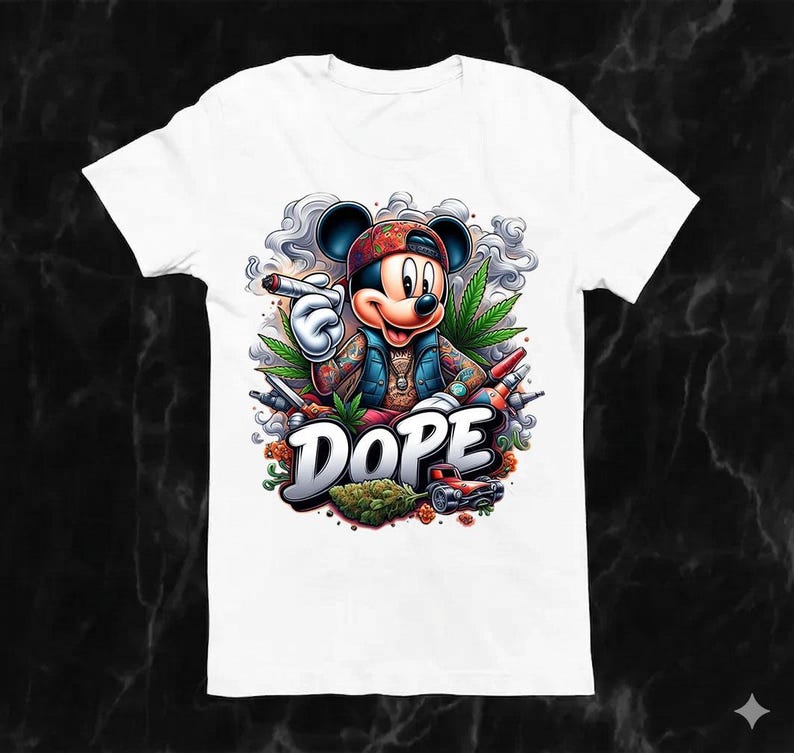 Disney Mickey Mouse DOPE Smoke Weed Woman Tshirt / Men Tshirt / Racerback Tanks / Sweatshirt / Hoodie image 2