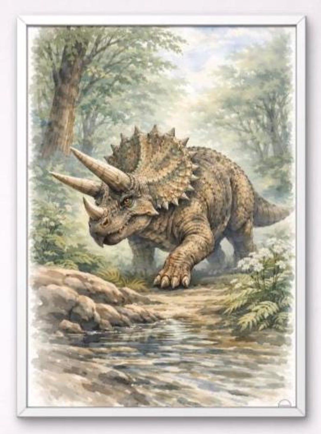 Triceratops Wall Art Printable | Watercolor Dinosaur Poster for Kids ...
