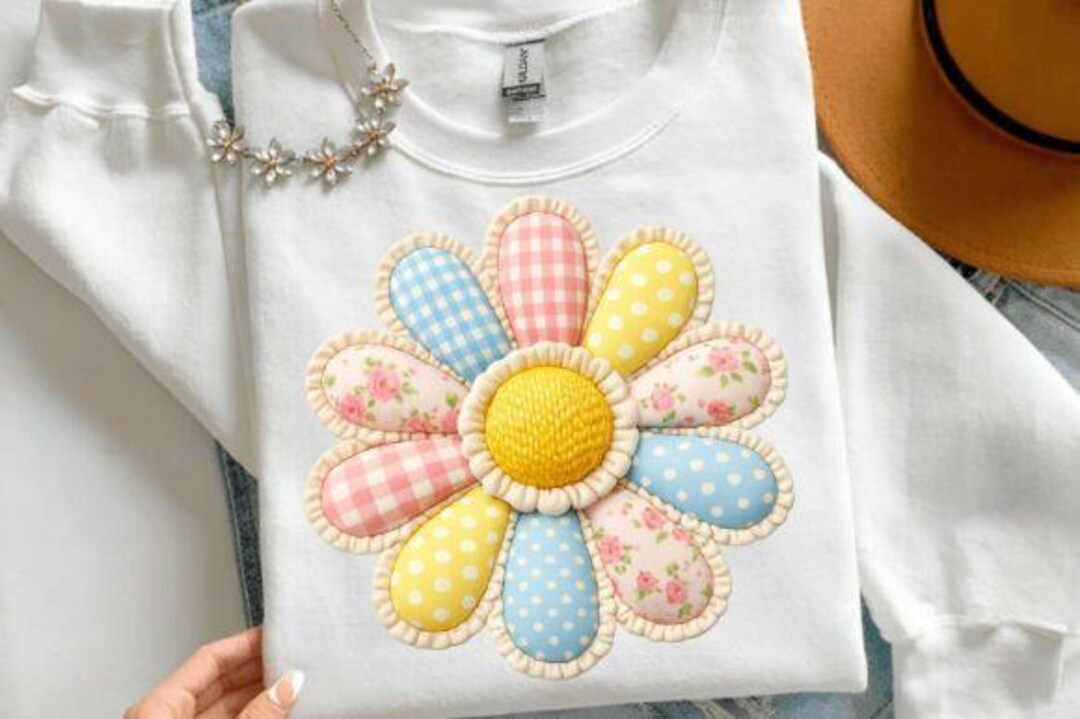Spring Daisy Patchwork Ready to Press DTF Design - Etsy