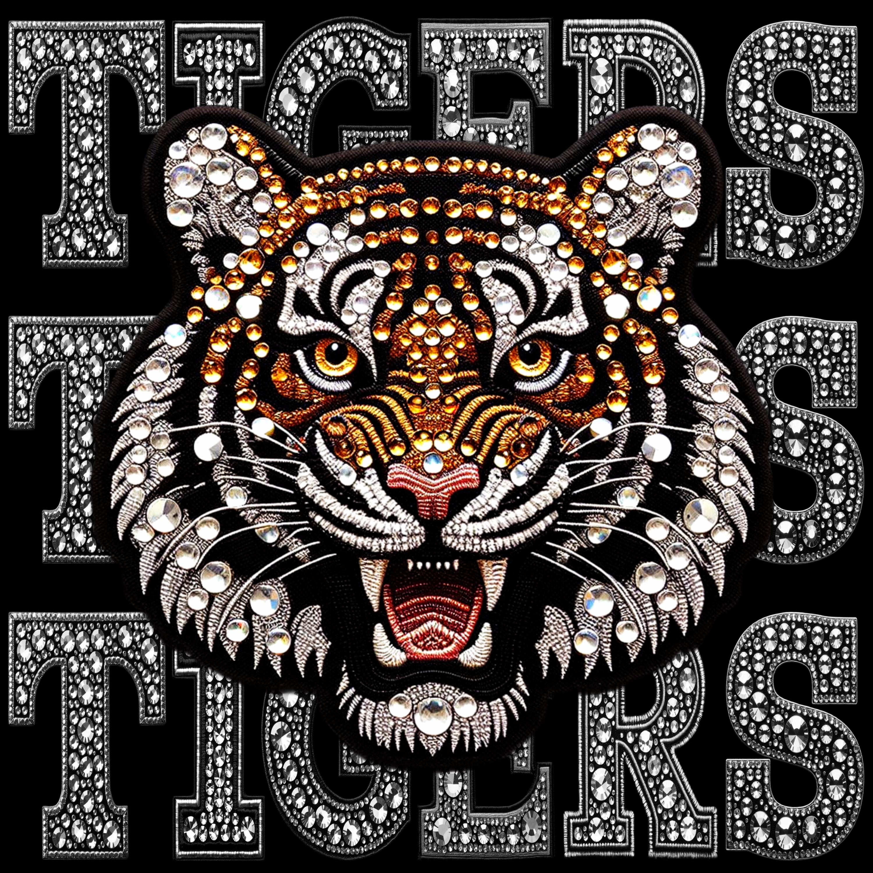 Tigers Rhinestone Design Tigers Faux Rhinestone DTF Design Ready to Press - Etsy