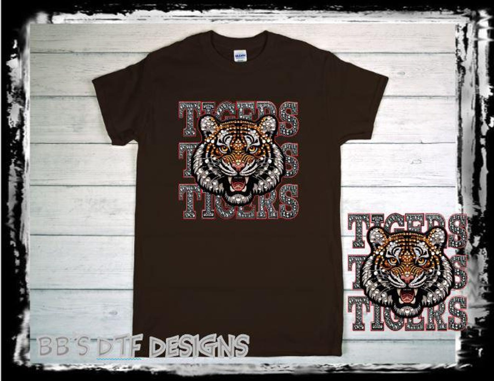 Tigers Rhinestone Design Tigers Faux Rhinestone DTF Design Ready to Press - Etsy