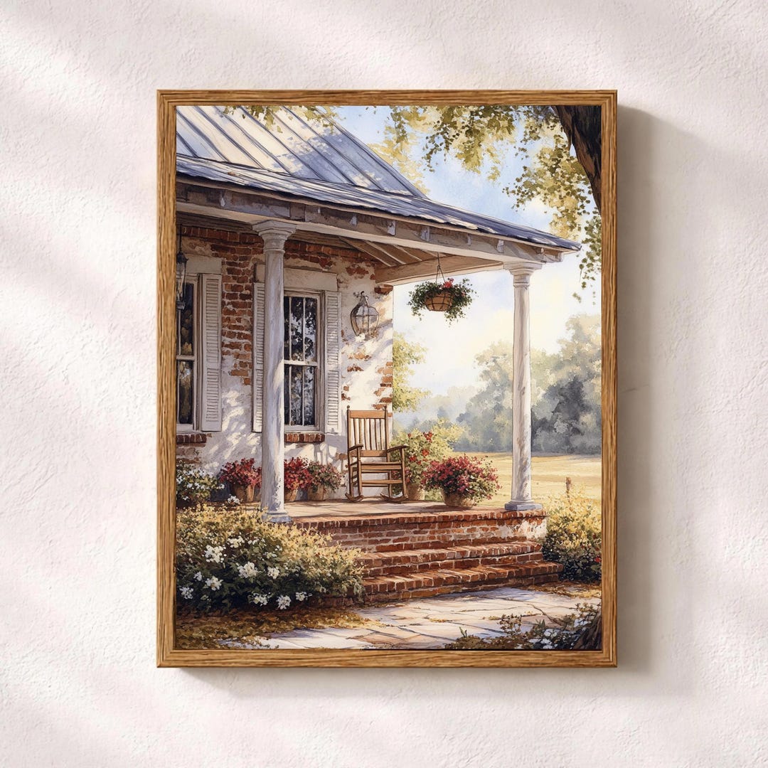 Farmhouse Porch Wall Art, Rustic Country Home Canvas Print, Southern ...