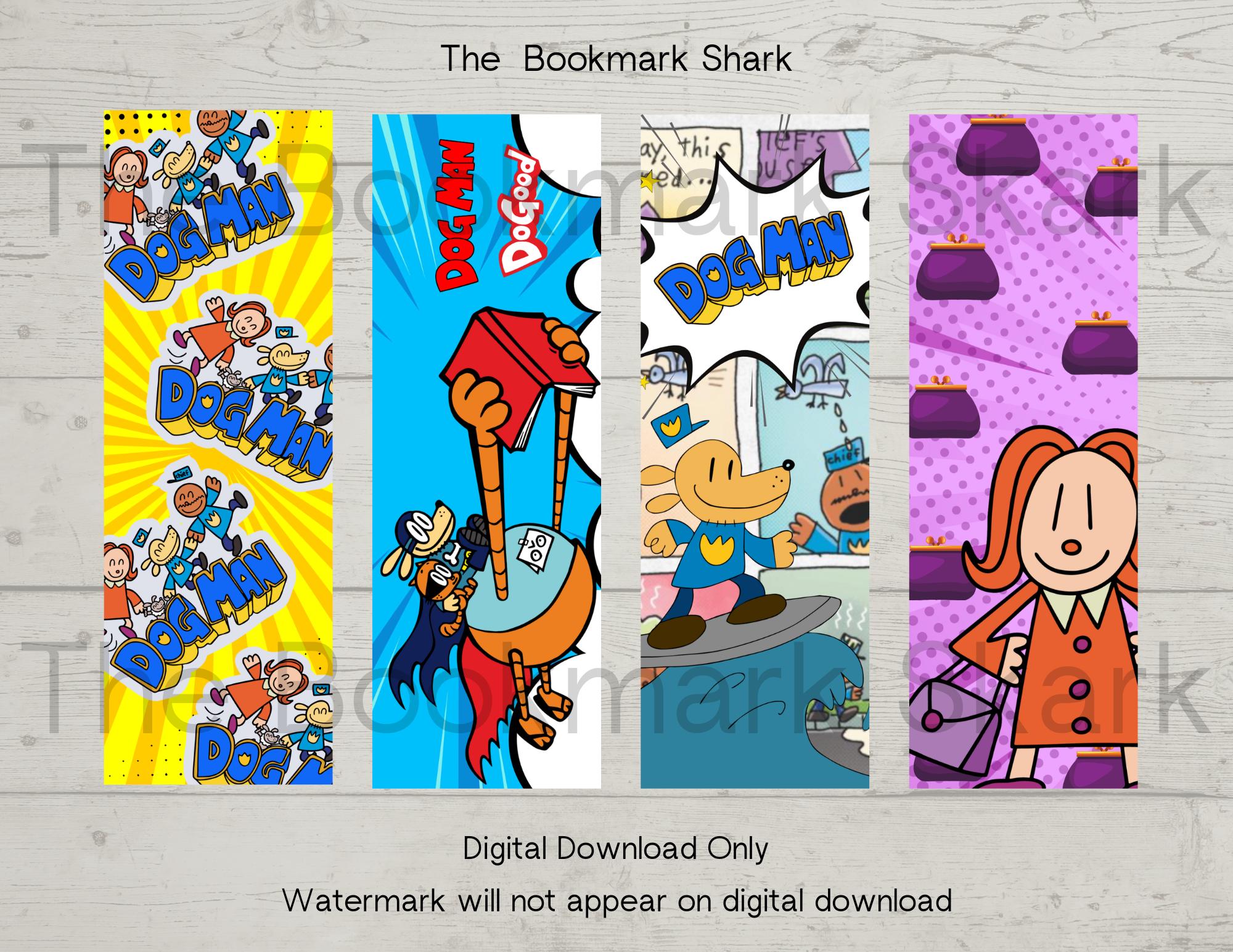 dog man bookmarks: funny comic style reading incentives (digital