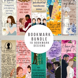 10 Printable Bookmarks Bridgerton | Digital Download | Instant Download | Romance Novels